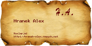 Hranek Alex névjegykártya
